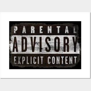 PARENTAL ADVISORY EXPLICIT CONTENT RETRO VINTAGE GRUNGE DISTRESSED Posters and Art